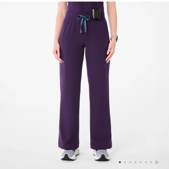 Figs Purple Jam Isabel Wide Leg Scrub Pants - Picture 1 of 5